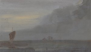 Escena marina con barcos: Atardecer de English School