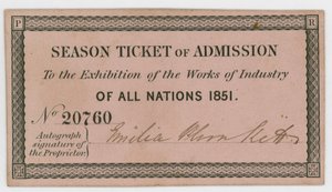 Pase de temporada para la Gran Exposición de 1851 de English School