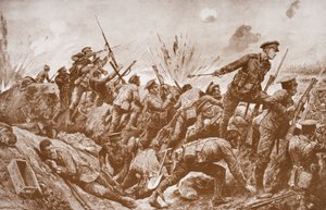 Segundo Teniente G.H. Woolley en la defensa de Hill 60 con sus hombres