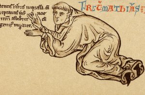 Autorretrato arrodillado a los pies de la Virgen y el Niño (detalle)