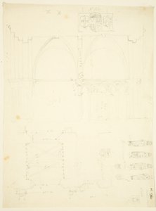 Serie de bocetos de Abbey Gatehouse y la Catedral de Bristol de English School