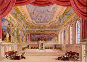 Diseño de escenario para El mercader de Venecia de William Shakespeare, 1858