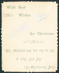 Agujas de coser, tarjeta de Navidad de English School