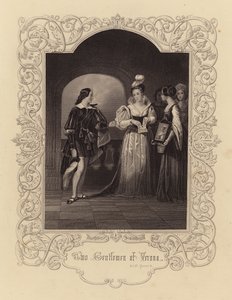 Shakespeare: Dos caballeros de Verona, Acto IV, Escena 4 (grabado)