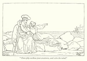 La Tempestad de Shakespeare; Miranda suplica a su padre que calme el viento de English School