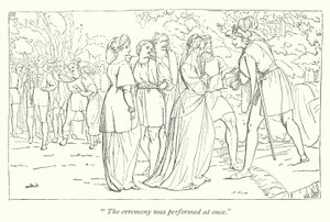Noche de Reyes de Shakespeare; Orsino recibiendo a Viola de las manos de su protector de English School