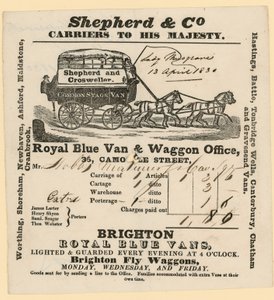 Factura de Shepherd & Co. De Brighton a Londres