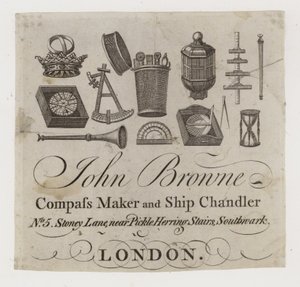 Tarjeta comercial de proveedores de barcos, John Browne de English School