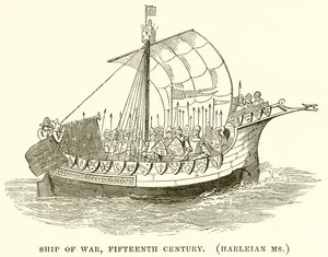Barco de guerra, siglo XV (Harleian Ms.) de English School