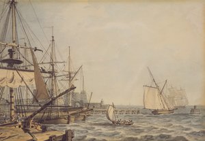 Shipping off the Mouth of the River Hull, principios del siglo XIX (lápiz, pluma, tinta y acuarela sobre papel) de English School