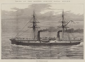 Barcos en la Revisión Naval del Jubileo de la Reina (grabado)