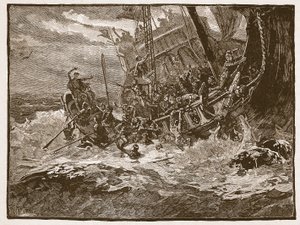 Naufragio del príncipe Guillermo, ilustración de Cassells Illustrated History of England