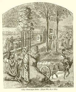 Disparando en Butts. (Royal MS, 19, o. Viii) de English School