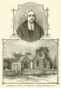 Iglesia de Shoreham, y el reverendo Vincent Perronet, AM (grabado)