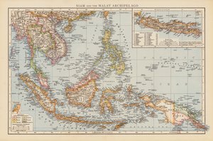 Siam y el archipiélago malayo (litografía en color)