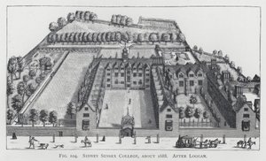 Sidney Sussex College, alrededor de 1688, después de Loggan
