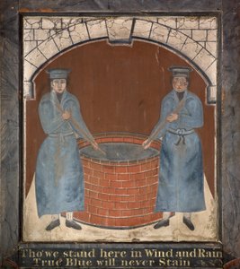 Letrero para la posada "Blue Boys" de English School