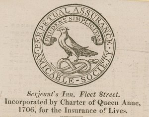 Signo de la Sociedad Amistosa de Seguro Perpetuo