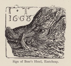 Signo de la Cabeza del Jabalí, Eastcheap (grabado)