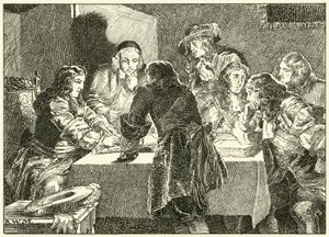 Firmando la invitación a Guillermo de Orange de English School