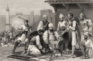 Tropas sikh dividiendo el botín tomado de los amotinados, de 