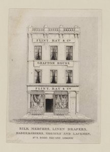 Tarjeta comercial de merceros de seda, Flint Ray & Co de English School