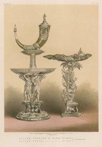 Epergne de plata y cuerno; Taza de plata de English School