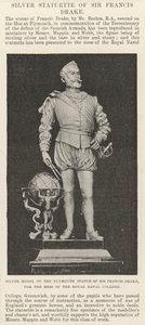 Modelo de Plata de la Estatua de Sir Francis Drake en Plymouth, para el Comedor del Colegio Naval Real de English School