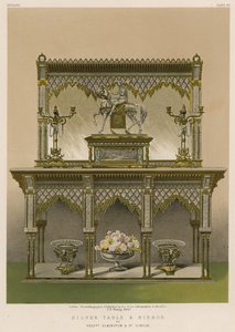 Mesa y espejo de plata por Messrs Elkington y Co, Londres