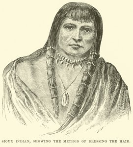 Indio sioux, mostrando el método de peinar el cabello de English School