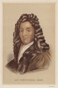 Sir Christopher Wren (litografia en color) de English School