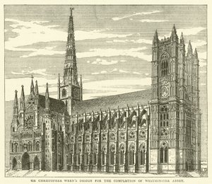 Diseño de Sir Christopher Wren para la Finalización de la Abadía de Westminster