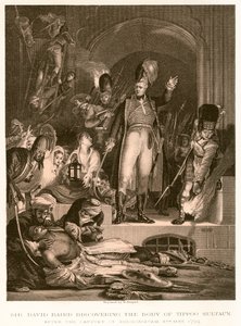 Sir David Baird descubriendo el cuerpo del sultán Tipu de English School