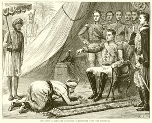 Sir David Ochterlony recibiendo un mensajero de los Ghoorkas de English School