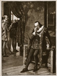 Sir Francis Bacon esperando una audiencia con Buckingham, ilustración de la Historia Ilustrada de Inglaterra de Cassell de English School