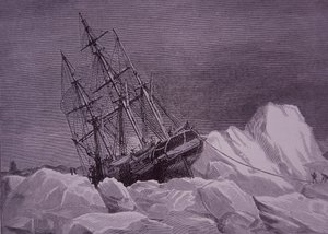 Sir John Franklin, expedición de 1845 para encontrar el Paso del Noroeste, barco Terror atrapado en el hielo, finales del siglo XIX de English School