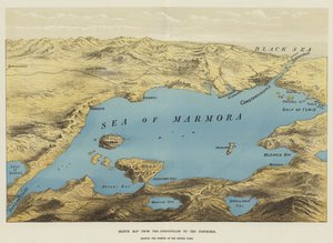 Mapa esquemático de los Dardanelos al Bósforo (cromolito) de English School