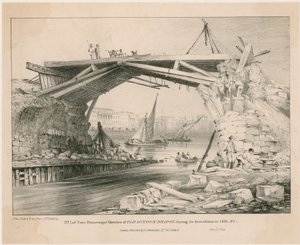 Boceto del antiguo Puente de Londres durante su demolición en 1831, 1832 de English School