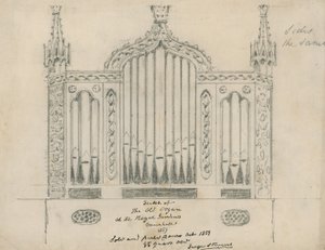 Boceto del viejo órgano en los Jardines Reales (Jardines de Vauxhall, Londres)