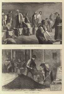 Bocetos en un almacén de té (grabado)