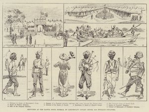 Bocetos en el Durbar de Rawul Pindi (grabado) de English School