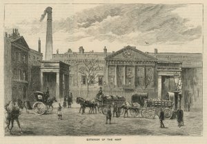 Bocetos en la Royal Mint, Tower Hill; exterior de la Casa de la Moneda de English School
