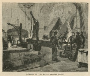 Bocetos en la Royal Mint, Tower Hill; interior de la casa de fundición de plata de English School
