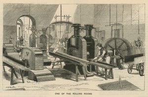 Bocetos en la Royal Mint, Tower Hill; una de las salas de laminado de English School