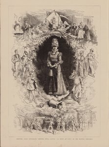 Bocetos de la reposición de la ópera Bouffe "La Boite Au Lait" de Offenbach, en los Bouffes Parisiens (grabado) de English School