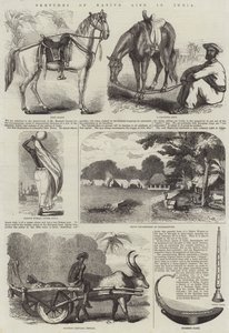 Bocetos de la vida nativa en India (grabado) de English School