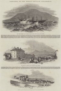 Bocetos del Barco de Vapor "Great Britain" (grabado) de English School