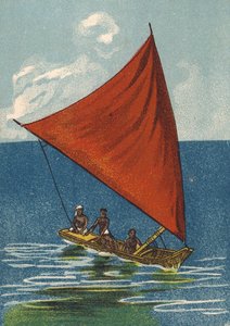 Pequeño velero, India (litografía en color) de English School