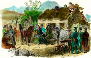 Condiciones sociales en Irlanda en 1848 expulsión de campesinos (ilustración de London News del 16 de diciembre de 1848) de English School
