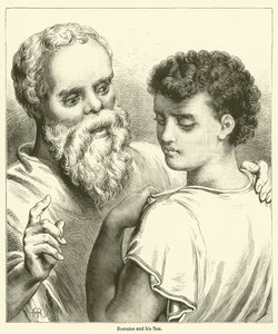 Sócrates y su hijo (grabado)